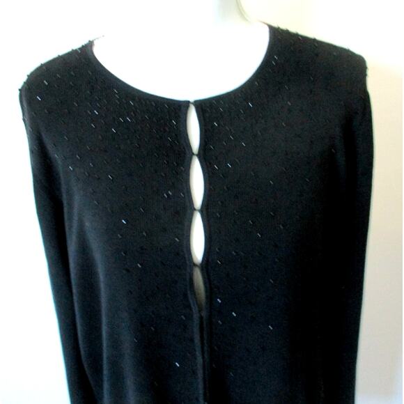 Rena Rowan Women's Long Sleeve Black Beaded Cardigan Sweater Size 1X - Picture 2 of 10